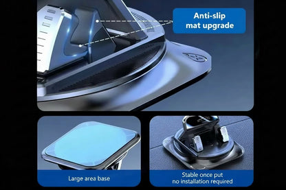Universal Car Phone Mount Anti-Slip Silicone Dashboard Holder 360-Degree Free Rotation Head-Up Navigation Stand for Mobile Phone