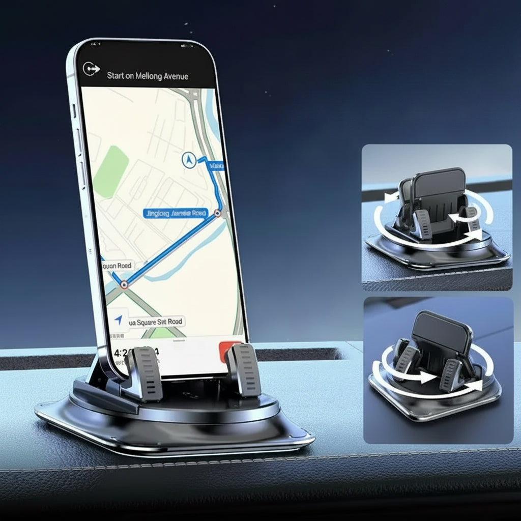 Universal Car Phone Mount Anti-Slip Silicone Dashboard Holder 360-Degree Free Rotation Head-Up Navigation Stand for Mobile Phone